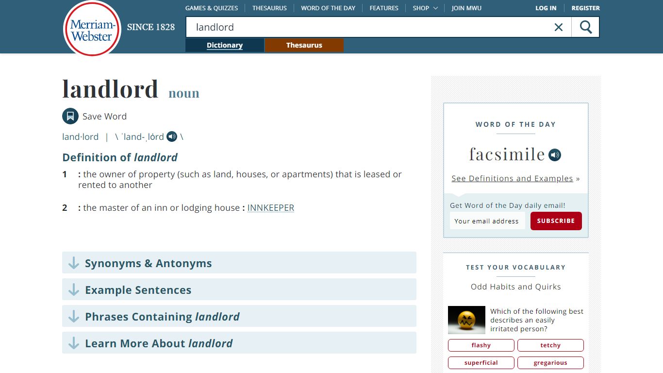 Landlord Definition & Meaning - Merriam-Webster